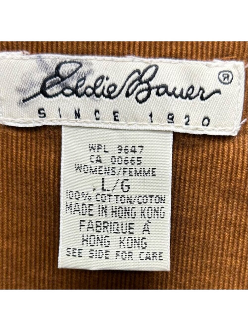 Vintage Eddie Bauer Brown Corduroy Sleeveless Button-Front Midi Dress Womens L - Picture 3 of 16